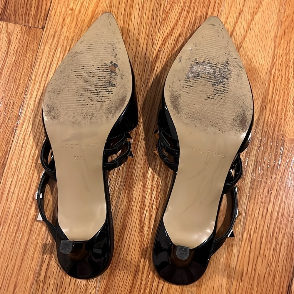 Marc Fisher Black Studded Pointed-Toe Heels - Picture 6 of 7